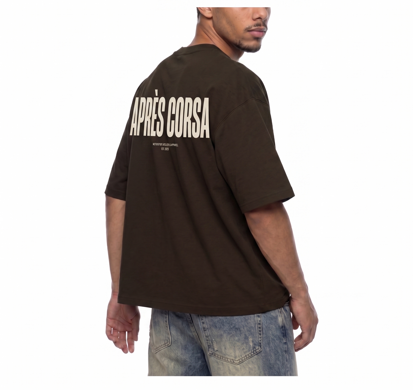 Smiles & Miles Heavyweight Boxy Tee-Brown/Cream