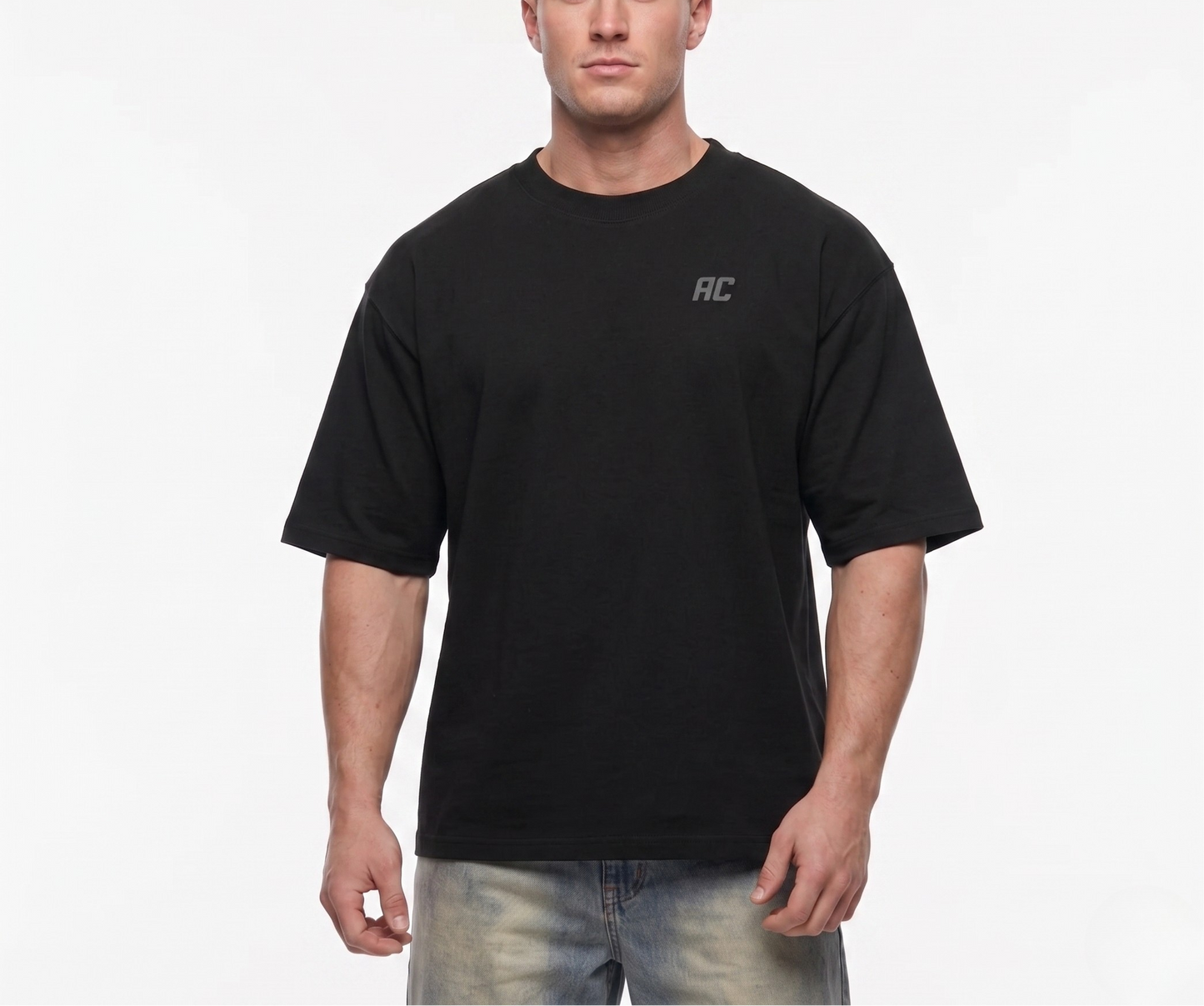 Smiles & Miles Heavyweight Boxy Tee-Black/Asphalt Grey