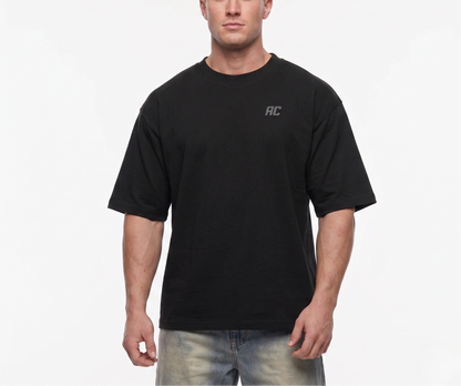 Smiles & Miles Heavyweight Boxy Tee-Black/Asphalt Grey