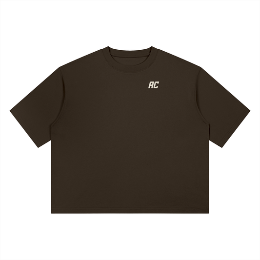Smiles & Miles Heavyweight Boxy Tee-Brown/Cream