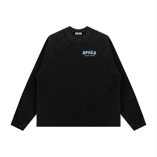 Moto Boxy Waffle Long Sleeve-Carbon Wash