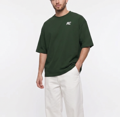 Smiles & Miles Heavyweight Boxy Tee-Green/White