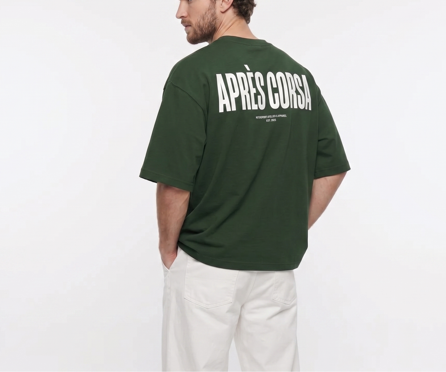 Smiles & Miles Heavyweight Boxy Tee-Green/White
